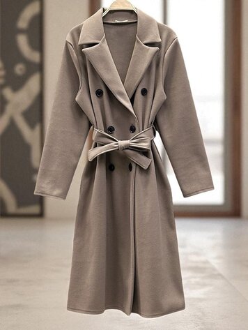 Germany Taupe Classic Belted Overcoat