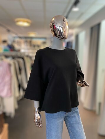 Germany Oversized Cropped Sweatshirt- Black