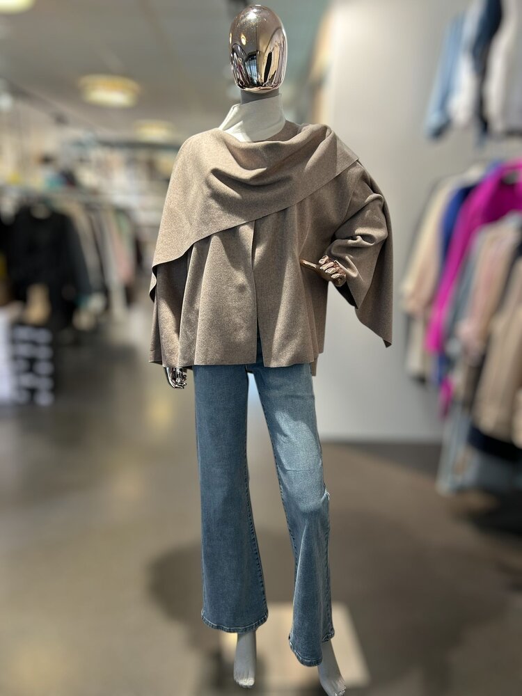 Italy Sahara Drape Poncho-Light Taupe