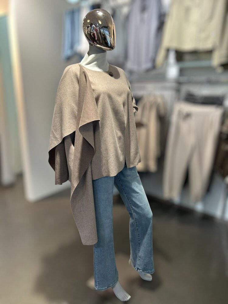 Italy Sahara Drape Poncho-Light Taupe