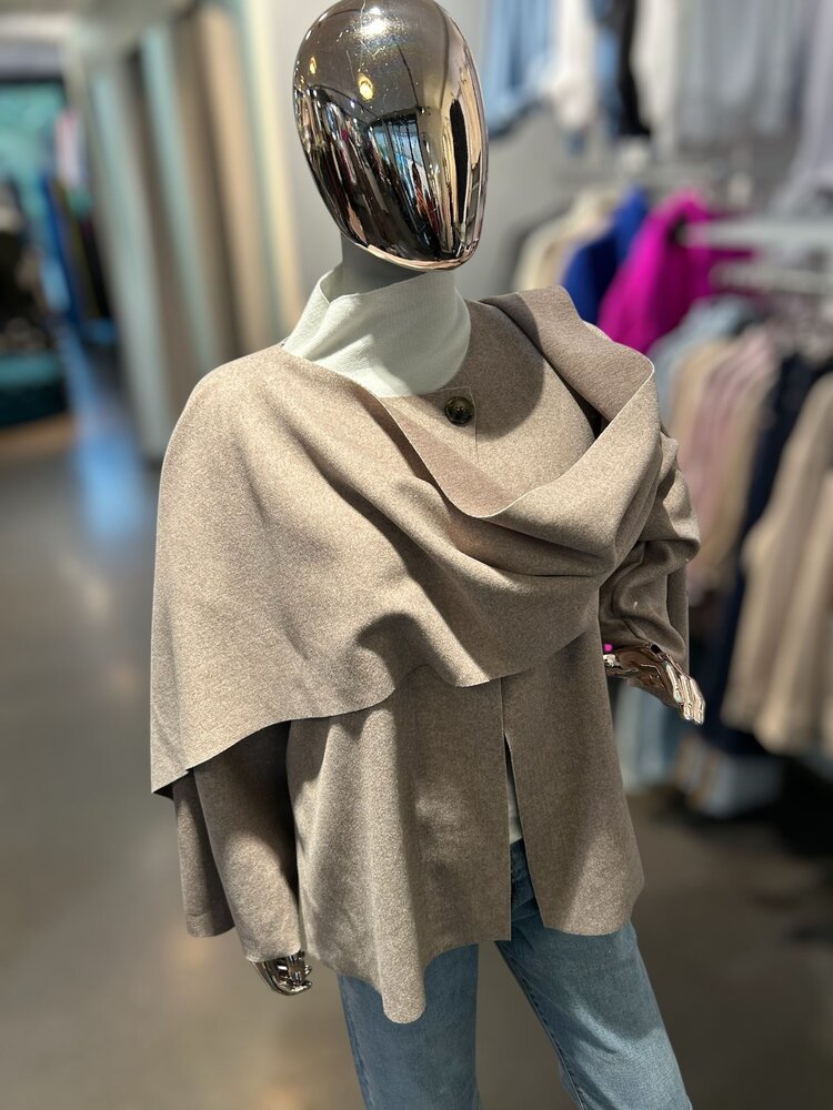 Italy Sahara Drape Poncho-Light Taupe