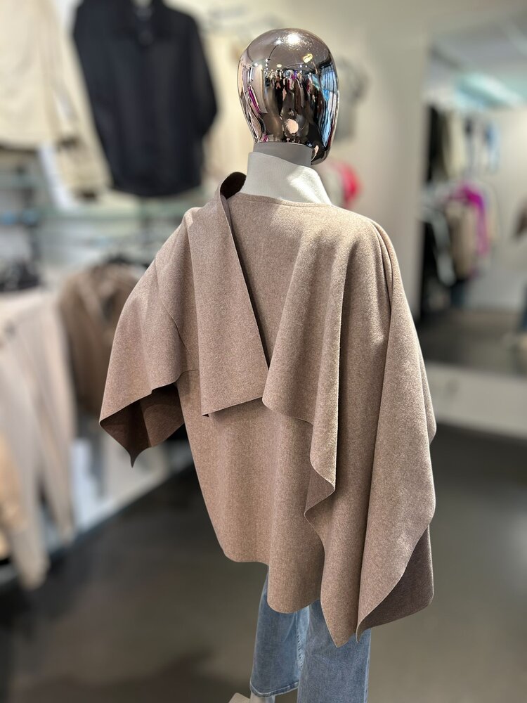 Italy Sahara Drape Poncho-Light Taupe