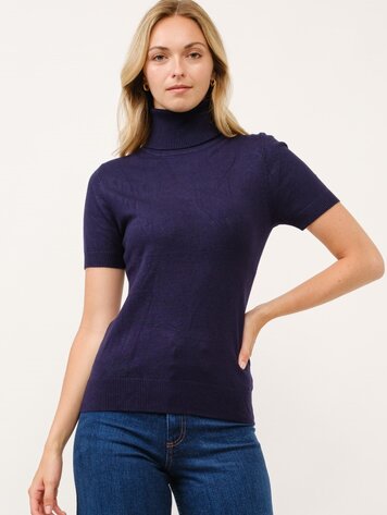 USA Cielo Short Sleeve Turtleneck- Navy SW190