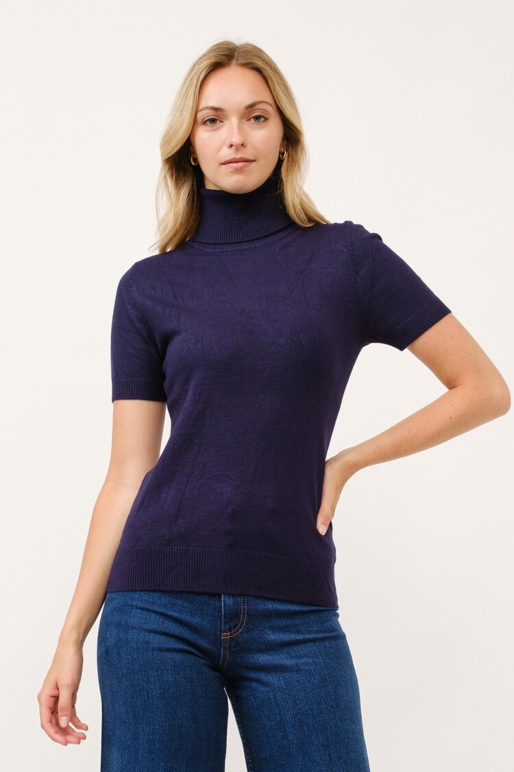 USA Cielo Short Sleeve Turtleneck- Navy SW190
