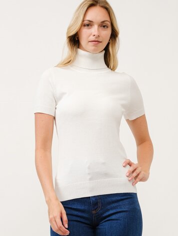 USA Cielo Short Sleeve Turtleneck- Ivory SW190