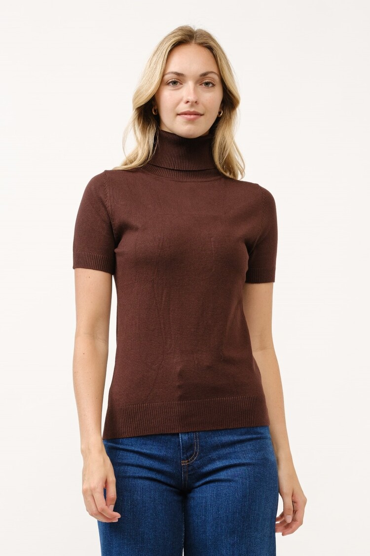 USA Cielo Short Sleeve Turtleneck- Brown SW190