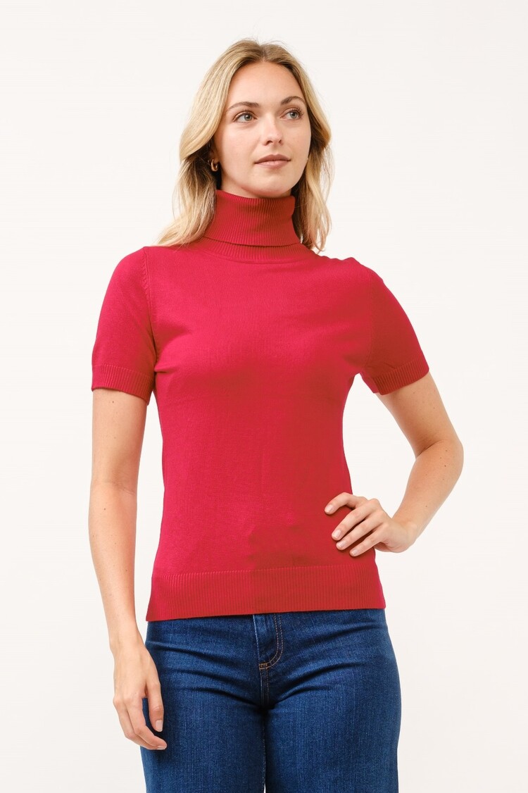 USA Cielo Short Sleeve Turtleneck- Red SW190