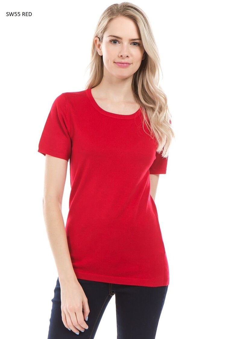 USA Short Sleeve Knit Basic-Red SW55