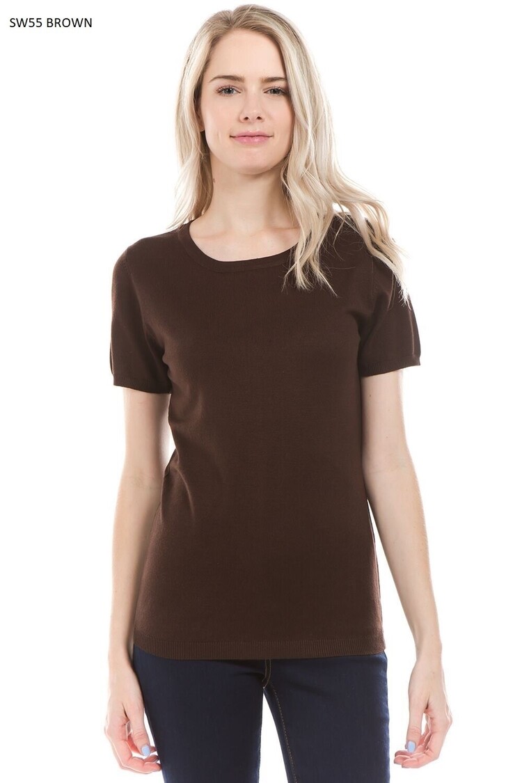 USA Short Sleeve Knit Basic-Brown SW55