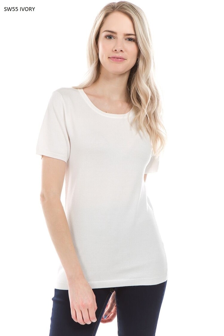 USA Short Sleeve Knit Basic-Ivory SW55