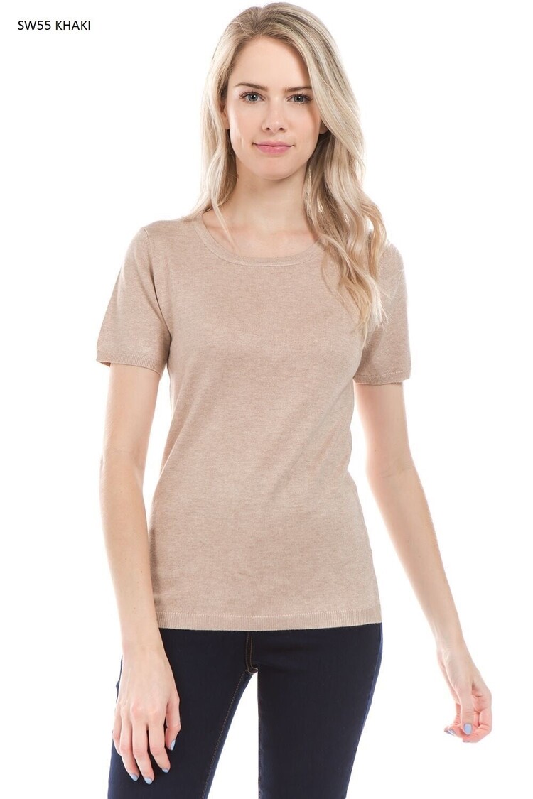 USA Short Sleeve Knit Basic-Light Khaki SW55