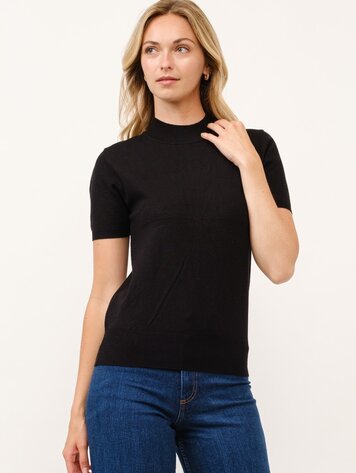 USA Cielo Women's Mock Neck Short Sleeve Pullover Sweater SW230