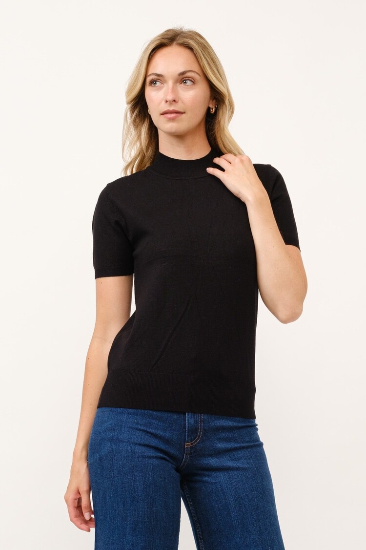 USA Cielo Women's Mock Neck Short Sleeve Pullover Sweater SW230