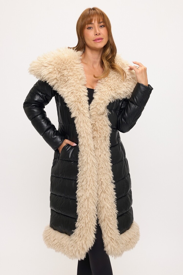 USA Siberian Empress Maxi Puffer Coat- Black P0060