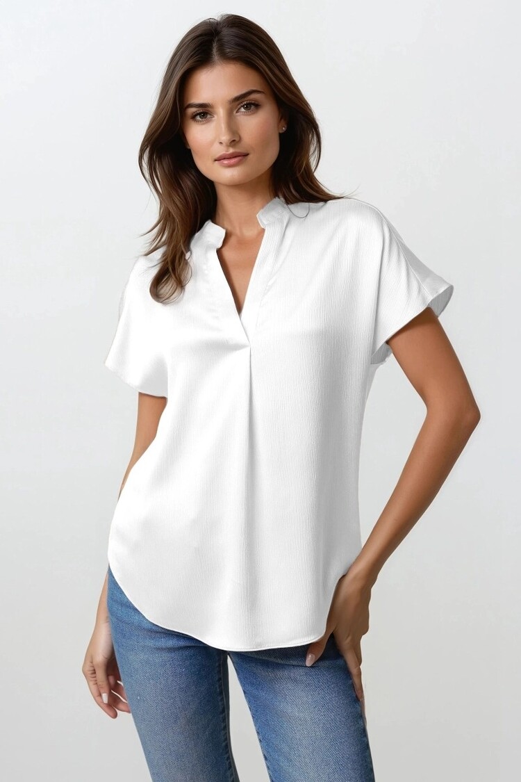 USA Drop Shoulder Blouse- Off White WB4984