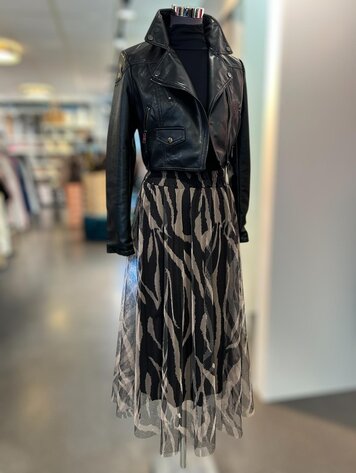 Paris Zebra Print Midi Skirt