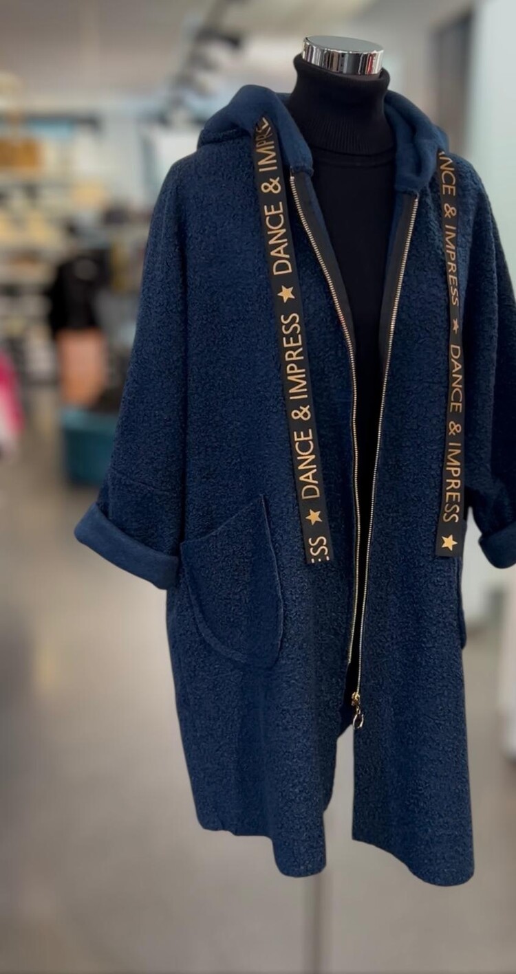 Paris Star Teddy Bear Jacket-Navy