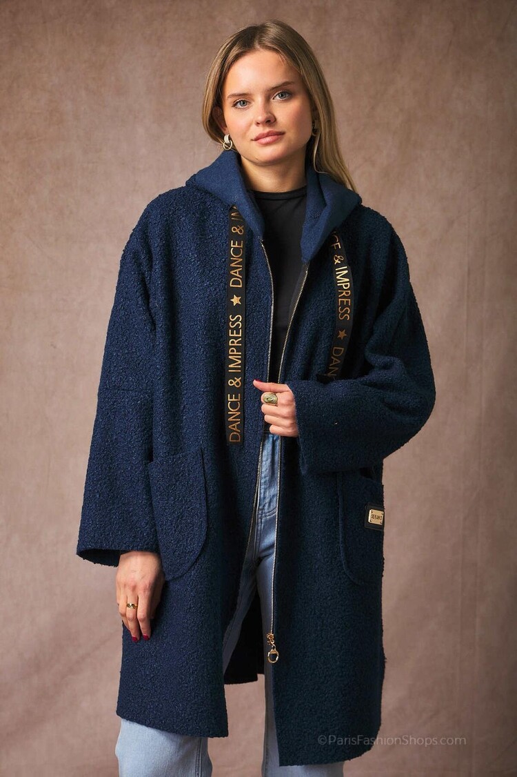 Paris Star Teddy Bear Jacket-Navy