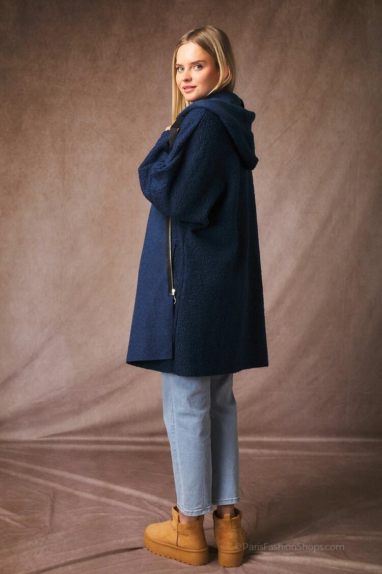 Paris Star Teddy Bear Jacket-Navy