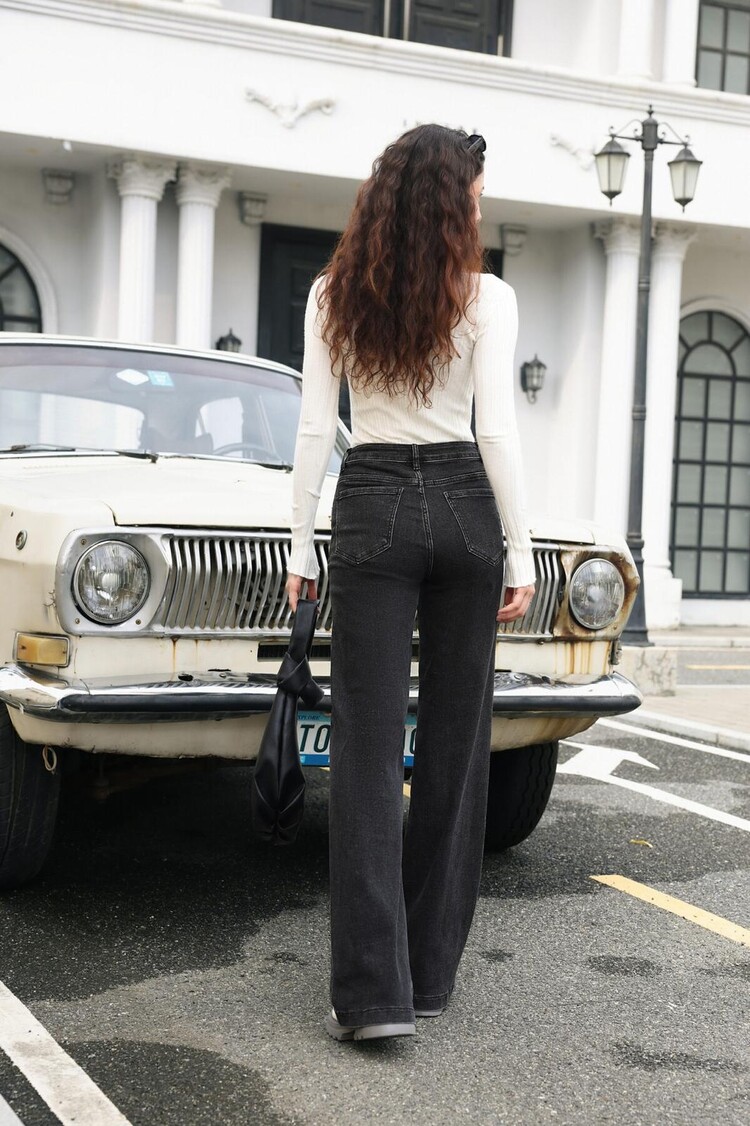 Paris Wide Ultra High Jeans - Dark Grey JW8712-19