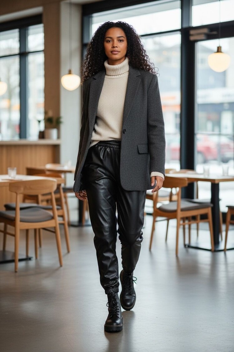 Paris Faux Leather Pants Joggers