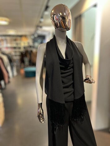 Italy Draped Halter Top -Black