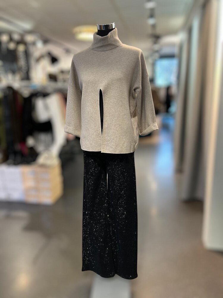 Paris Viscose Split Sweater-Beige ZS8140