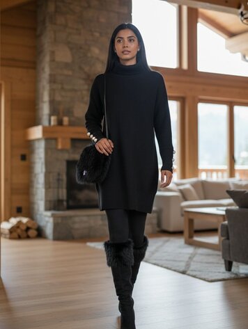 Paris Pearl Detail Cozy Dress