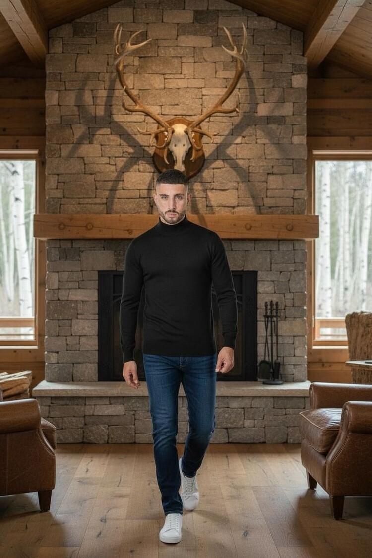 Paris High Neck Sweater- Black M050