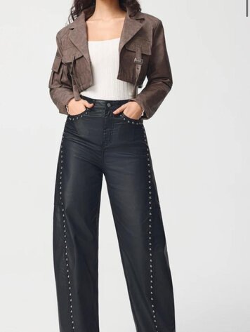 Paris Black Coated Studded Balloon Pants JW8779