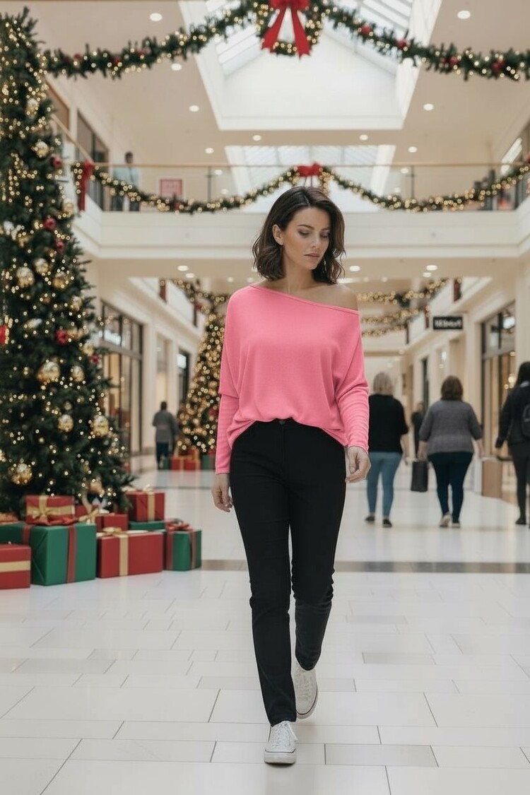 USA Boatneck Perfect Tunic-Bubblegum 14304