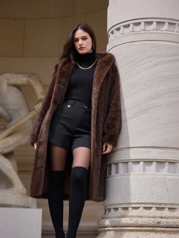 Paris Faux Fur Coat- Brown