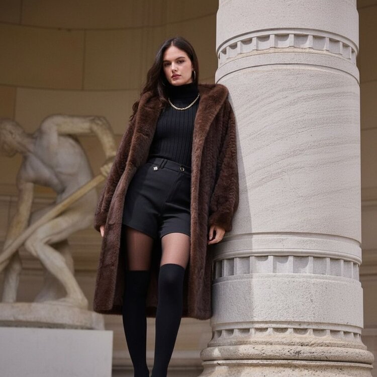 Paris Faux Fur Coat- Brown