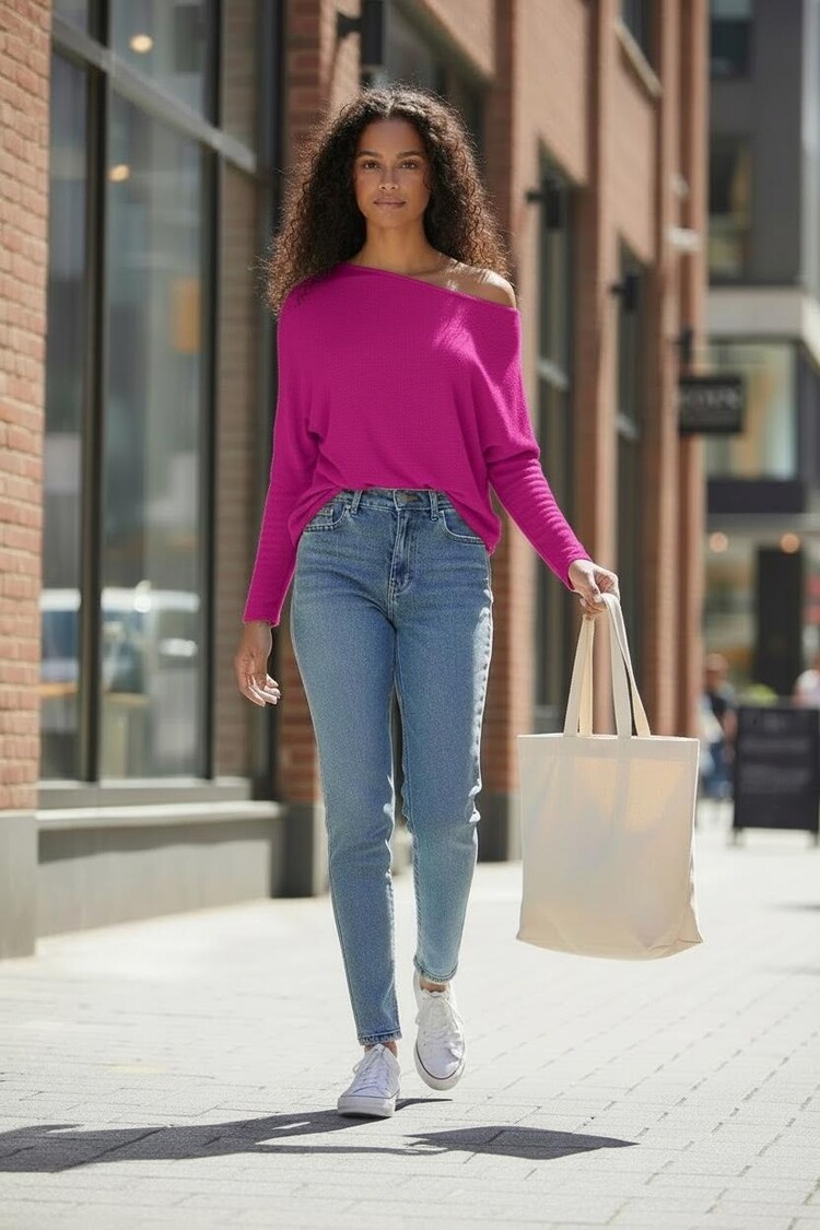 USA Boatneck Perfect Tunic-Fuchsia 14304