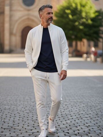 Paris High Neck Zip Sweater-White M615-12