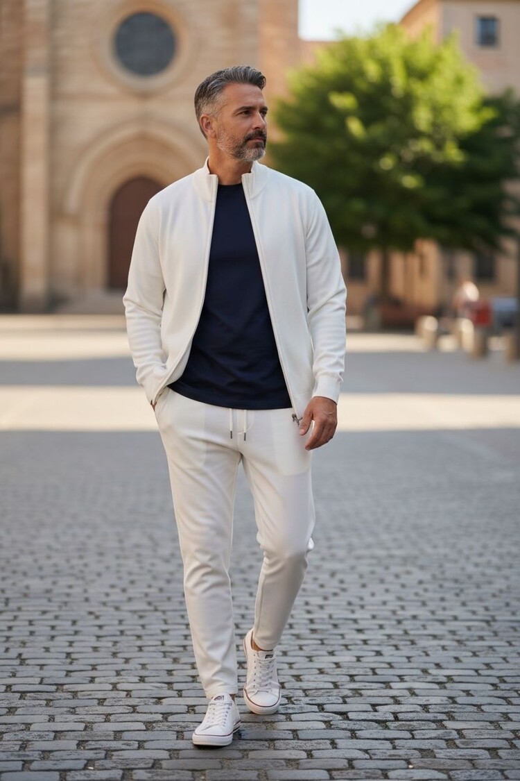 Paris High Neck Zip Sweater-White M615-12