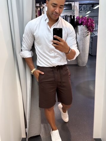 Paris Cotton/Linen Chino Shorts-Espresso BM24U32-9