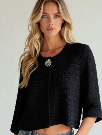 Paris Cropped Boucle Jacket- Black 50020