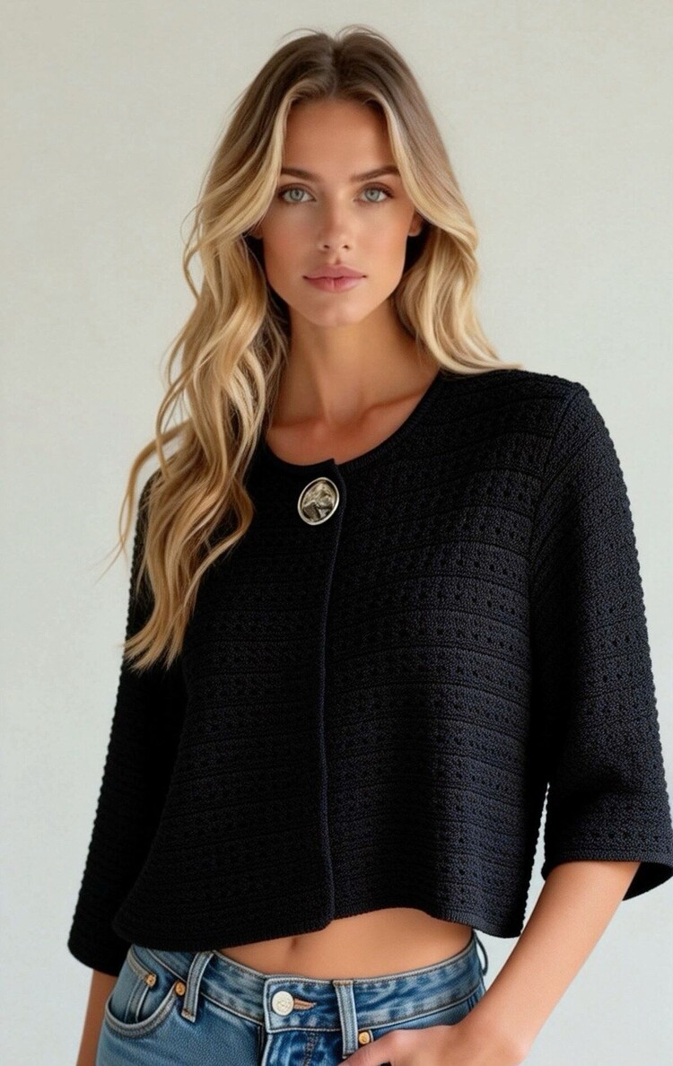Paris Cropped Boucle Jacket- Black 50020