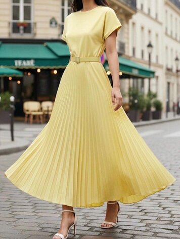 Paris Pleated Viscose Dress
