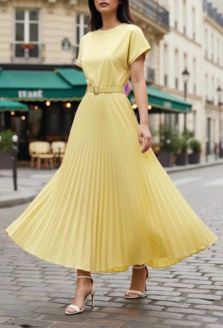 Paris Pleated Viscose Dress