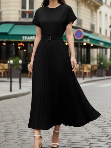 Paris Pleated Viscose Dress