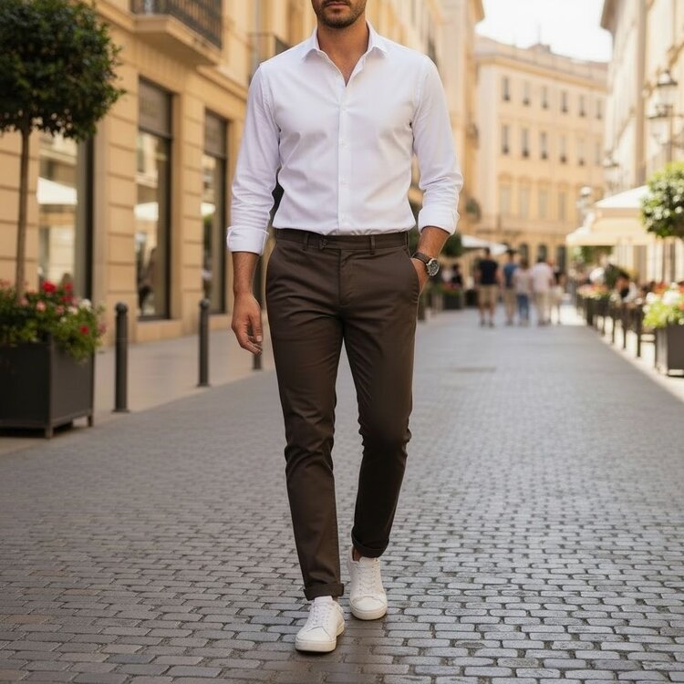 Italy Trousers With Cuffs- Chocolate PD3JKBV