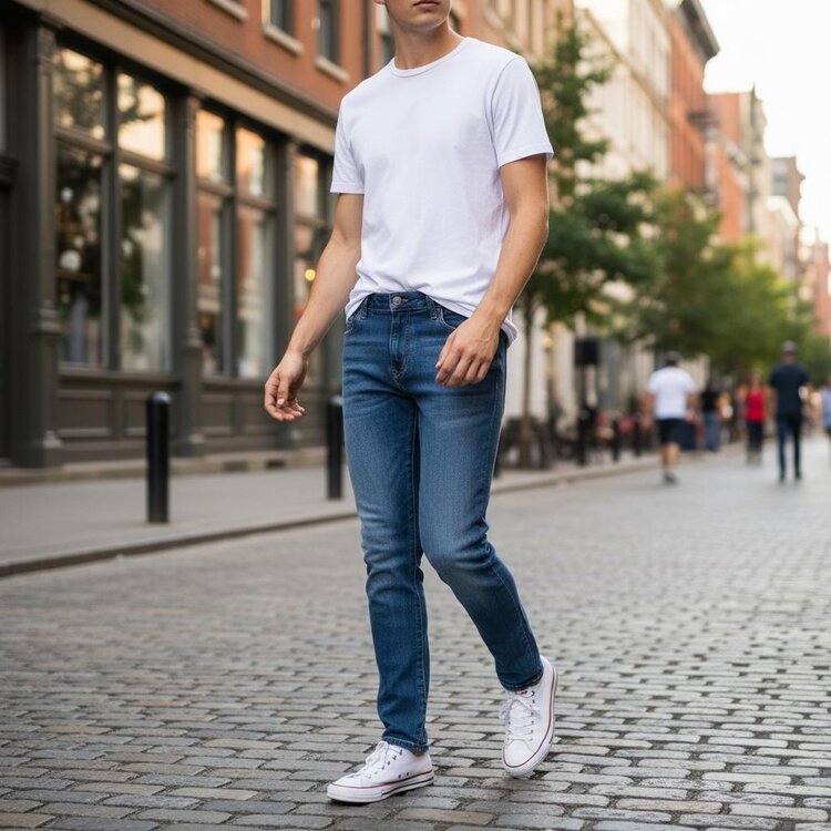 Italy Superflex Medium Wash Jeans FM917