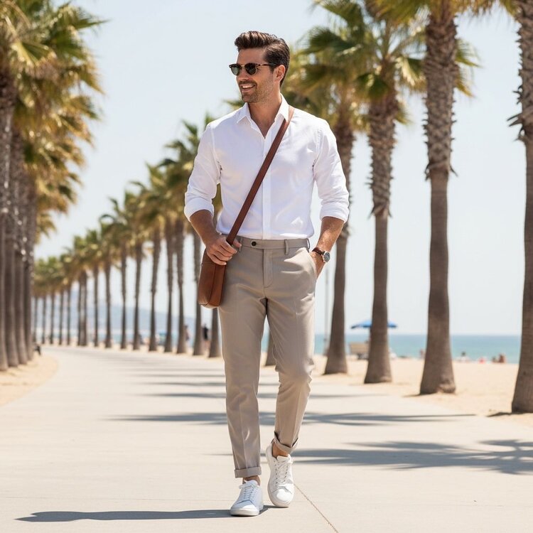 Italy Trousers With Cuffs- Mushroom PD3JKBV