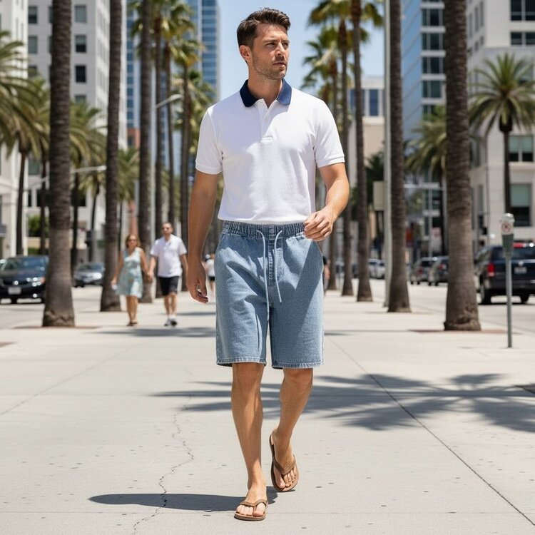 Paris Denim Jogger Shorts-VJ519-31