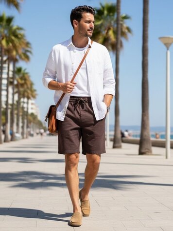 Paris Cotton/Linen Chino Shorts-Espresso BM24U32-9