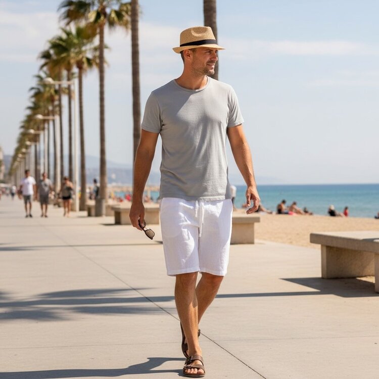 Paris Viscose/Linen Shorts- White X26132