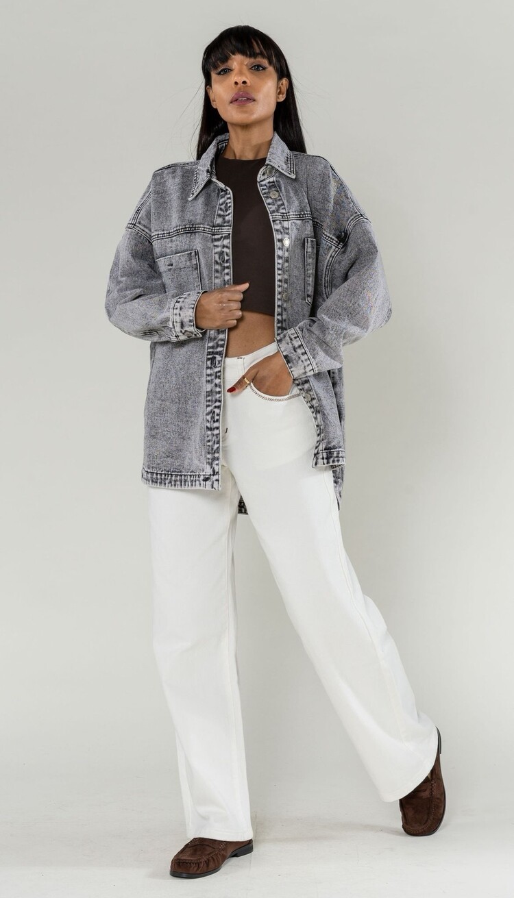 Paris Oversized Jeans Jacket - Dark Blue