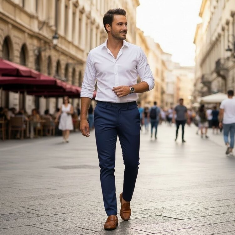 Italy Navy Long Stretch Chinos-PD3JLBQ